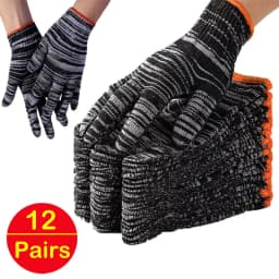 12Pairs Quality Cotton Work Gloves Wear Resistant for Woodworking Gardening Outdoor Camping Climbing Fishing Non-slip Mittens