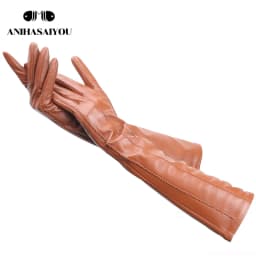Multicolor Women's Gloves, 50cm Long Leather Gloves, Sheepskin Women's Leather Gloves, Keep Warm Women's Winter Gloves - 2226C