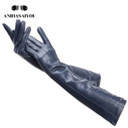Multicolor Women's Gloves, 50cm Long Leather Gloves, Sheepskin Women's Leather Gloves, Keep Warm Women's Winter Gloves - 2226C