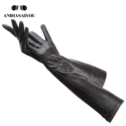 Multicolor Women's Gloves, 50cm Long Leather Gloves, Sheepskin Women's Leather Gloves, Keep Warm Women's Winter Gloves - 2226C