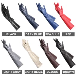Multicolor Women's Gloves, 50cm Long Leather Gloves, Sheepskin Women's Leather Gloves, Keep Warm Women's Winter Gloves - 2226C