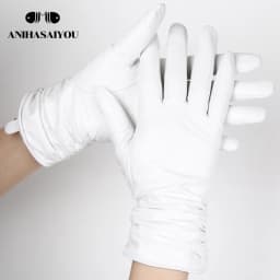 Fashion Comfort White Gloves High-End Sheepskin Leather Gloves Winter Cold and Warm White Gloves for Women -2081 White