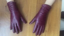 Classic Pleated Leather Gloves Women Color Real Leather Gloves Women Sheepskin Genuine Leather Winter Gloves Women-2081