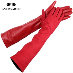 Sheepskin color women's gloves,genuine suede 50% women's leather gloves,Keep warm winter women's long gloves - 2014
