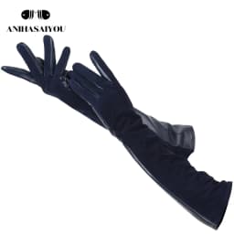 Sheepskin color women's gloves,genuine suede 50% women's leather gloves,Keep warm winter women's long gloves - 2014