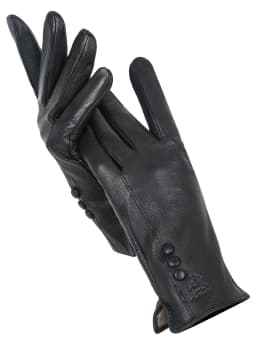 Fashion Simple Warm Women Leather Gloves, Real Leather Women's Winter Mittens, Black Buckskin Women Gloves - 2280