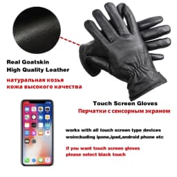 New Deer Skin Gloves Male Winter, Simple Mens Leather Gloves, Soft Men's Gloves, Black Genuine Leather Touch Gloves - 8025