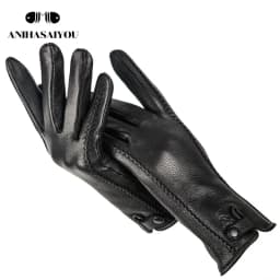 Fashion Buckskin Real Women's Leather Gloves, Comfortable Warm Women's Winter Gloves Cold Protection Gloves for Women - 2265
