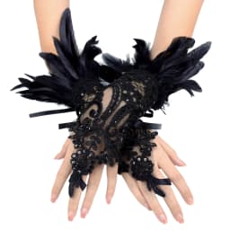 Fashion Feather Sleeve Cuffs Gloves Party Cosplay Lace Wrist Cuffs Fur Sleeve Furry Accessories Carnival Stage Show Costume