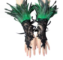 Fashion Feather Sleeve Cuffs Gloves Party Cosplay Lace Wrist Cuffs Fur Sleeve Furry Accessories Carnival Stage Show Costume