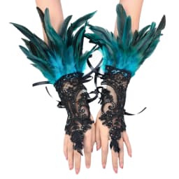 Fashion Feather Sleeve Cuffs Gloves Party Cosplay Lace Wrist Cuffs Fur Sleeve Furry Accessories Carnival Stage Show Costume