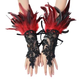 Fashion Feather Sleeve Cuffs Gloves Party Cosplay Lace Wrist Cuffs Fur Sleeve Furry Accessories Carnival Stage Show Costume