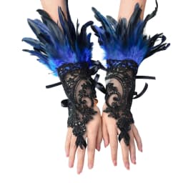 Fashion Feather Sleeve Cuffs Gloves Party Cosplay Lace Wrist Cuffs Fur Sleeve Furry Accessories Carnival Stage Show Costume