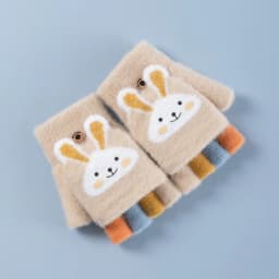 4-11 year old cartoon bunny five finger children's gloves winter thick half finger flip knitted gloves winter new warm gloves