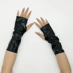 1Pair Women's Faux Patent Leather Punk Gothic Style Short Fingerless Gloves Fashion Hip Hop Performance Party Half Finger Mitten