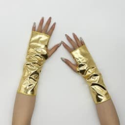 1Pair Women's Faux Patent Leather Punk Gothic Style Short Fingerless Gloves Fashion Hip Hop Performance Party Half Finger Mitten