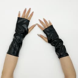 1Pair Women's Faux Patent Leather Punk Gothic Style Short Fingerless Gloves Fashion Hip Hop Performance Party Half Finger Mitten
