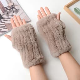 Winter Warm Real Fur Fingerless Gloves Women Knit Fur Mitten Girls 100% Real Genuine Knitted Rex Rabbit Fur Mittens