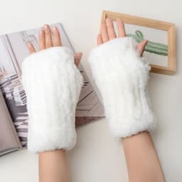 Winter Warm Real Fur Fingerless Gloves Women Knit Fur Mitten Girls 100% Real Genuine Knitted Rex Rabbit Fur Mittens