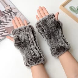 Winter Warm Real Fur Fingerless Gloves Women Knit Fur Mitten Girls 100% Real Genuine Knitted Rex Rabbit Fur Mittens