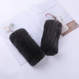 Winter Warm Real Fur Fingerless Gloves Women Knit Fur Mitten Girls 100% Real Genuine Knitted Rex Rabbit Fur Mittens