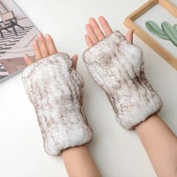 Winter Warm Real Fur Fingerless Gloves Women Knit Fur Mitten Girls 100% Real Genuine Knitted Rex Rabbit Fur Mittens