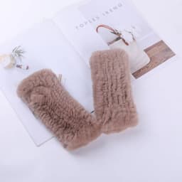 Winter Warm Real Fur Fingerless Gloves Women Knit Fur Mitten Girls 100% Real Genuine Knitted Rex Rabbit Fur Mittens