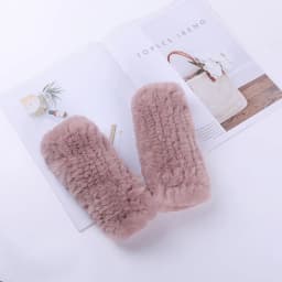 Winter Warm Real Fur Fingerless Gloves Women Knit Fur Mitten Girls 100% Real Genuine Knitted Rex Rabbit Fur Mittens