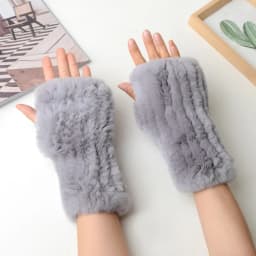 Winter Warm Real Fur Fingerless Gloves Women Knit Fur Mitten Girls 100% Real Genuine Knitted Rex Rabbit Fur Mittens