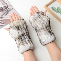Winter Warm Real Fur Fingerless Gloves Women Knit Fur Mitten Girls 100% Real Genuine Knitted Rex Rabbit Fur Mittens