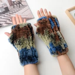 Winter Warm Real Fur Fingerless Gloves Women Knit Fur Mitten Girls 100% Real Genuine Knitted Rex Rabbit Fur Mittens