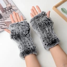 Winter Warm Real Fur Fingerless Gloves Women Knit Fur Mitten Girls 100% Real Genuine Knitted Rex Rabbit Fur Mittens