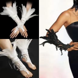 Fashion Feather Sleeve Cuffs Gloves Party Cosplay Lace Wrist Cuffs Fur Sleeve Furry Accessories Carnival Stage Show Costume