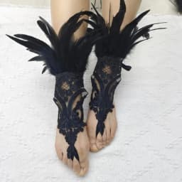 Fashion Feather Sleeve Cuffs Gloves Party Cosplay Lace Wrist Cuffs Fur Sleeve Furry Accessories Carnival Stage Show Costume
