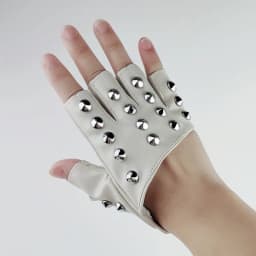 Sexy Men Women Gothic Rivet Punk Rock Street Break Dance Show Half Finger Glove Night Club Pole Hip Hop PU Leather Mitten P42