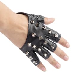Sexy Men Women Gothic Rivet Punk Rock Street Break Dance Show Half Finger Glove Night Club Pole Hip Hop PU Leather Mitten P42