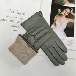 New Women's Leather Color Gloves Sheepskin Classic Straight Style Knitted Lining Spring Driving Mittens Autumn