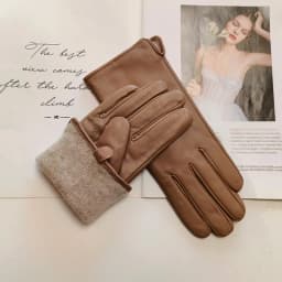 New Women's Leather Color Gloves Sheepskin Classic Straight Style Knitted Lining Spring Driving Mittens Autumn