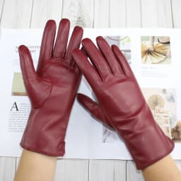 New Women's Leather Color Gloves Sheepskin Classic Straight Style Knitted Lining Spring Driving Mittens Autumn