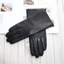 New Women's Leather Color Gloves Sheepskin Classic Straight Style Knitted Lining Spring Driving Mittens Autumn