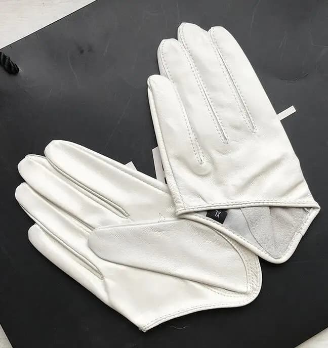 Women's Natural Sheepskin Leather Solid White Color Half Palm Gloves Female Genuine Leather Fashion Short Driving Glove R1169