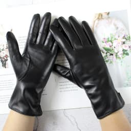 Women's Color Sheepskin Leather Gloves Straight Style Fleece Lined for Spring Autumn Outdoor Travel Cycling Car Driving