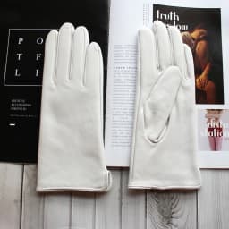 Women's Color Sheepskin Leather Gloves Straight Style Fleece Lined for Spring Autumn Outdoor Travel Cycling Car Driving