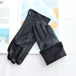 Women's Color Sheepskin Leather Gloves Straight Style Fleece Lined for Spring Autumn Outdoor Travel Cycling Car Driving