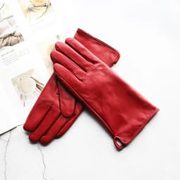 Women's Color Sheepskin Leather Gloves Straight Style Fleece Lined for Spring Autumn Outdoor Travel Cycling Car Driving