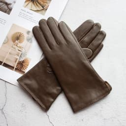 Women's Color Sheepskin Leather Gloves Straight Style Fleece Lined for Spring Autumn Outdoor Travel Cycling Car Driving