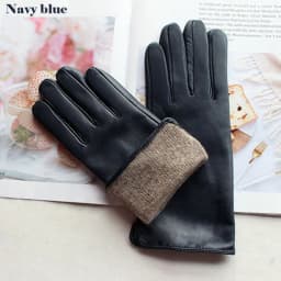 Women's Color Sheepskin Leather Gloves Straight Style Fleece Lined for Spring Autumn Outdoor Travel Cycling Car Driving