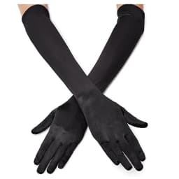 Classic Adult Black White Red Grey Skin Opera/Elbow/Wrist Stretch Satin Finger Long Gloves Women Flapper Gloves Matching Costume