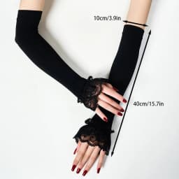Women Long Elastic Arm Sleeve Fingerless Driving Gloves Sexy Lace Arm Cover Sun Protection Wrist Sleeve Comfort Soft Mittens