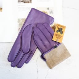 Color Sheepskin Gloves Women's Genuine Leather Fashion Straight Wool Lining Spring and Autumn Warm Outdoor Travel Driving